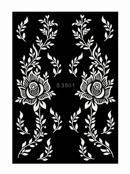 Flower Tattoo Stencil Reusable Henna Template for Hand and Body Henna Tattoo Design for Wedding Festival Party Tattoo Tools