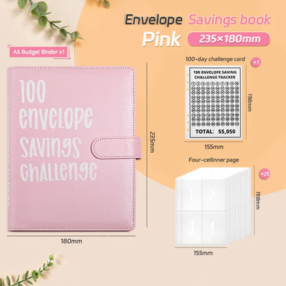 Save Savings Challenges Loose-Leaf Binder Budget Binder with Cash Envelopes Money Organizer System 100 Envelope Challenge Binder