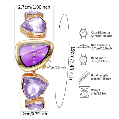 Elegant Rhinestone Bracelet Strap Women Watches Fashion Irregular Dial Ladies Quartz Wristwatch Reloj Mujer (Without Box)