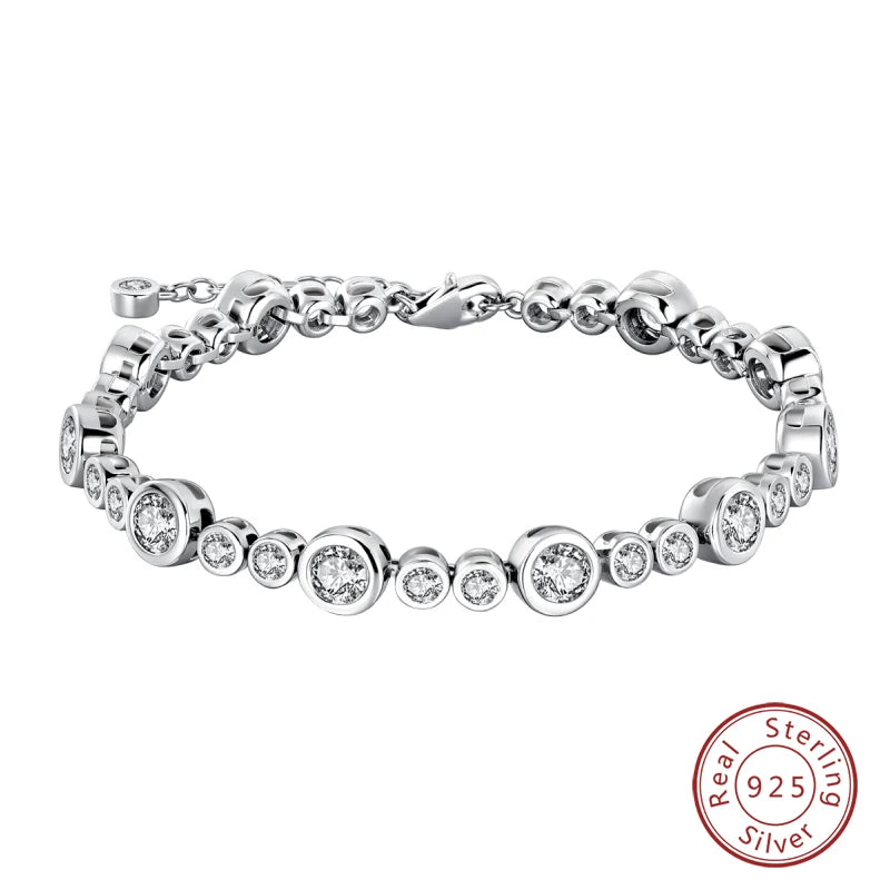 Original 925 Sterling Silver Starry Sky Bubble Bracelet For Women Fine Anniversary Valentine's Day Jewelry Gifts