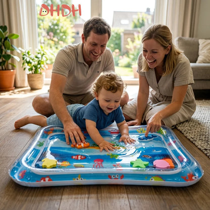 Baby Inflatable Water Play Mat Tummy Time Activity Pad Summer Water Play Mat PVC Early Learning Crawling Exercise Mat for Baby