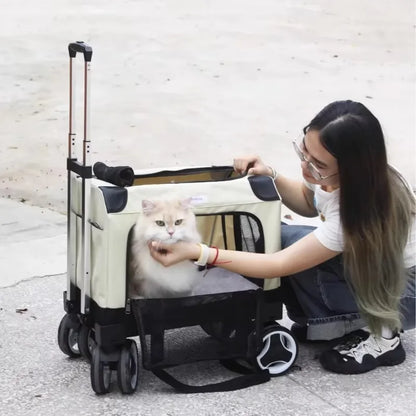 FurStarLarge Pet Rolling Carrier With Wheels Multi-Cat Travel Trolley Bag Spacious Dog Carrier Backpack Portable Car Seat Pet St
