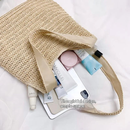 Homefish Women Woven Rattan Straw Tote Bag Large Capacity Summer Beach Shoulder Handbag Casual Ladies Travel Crossbody Purses