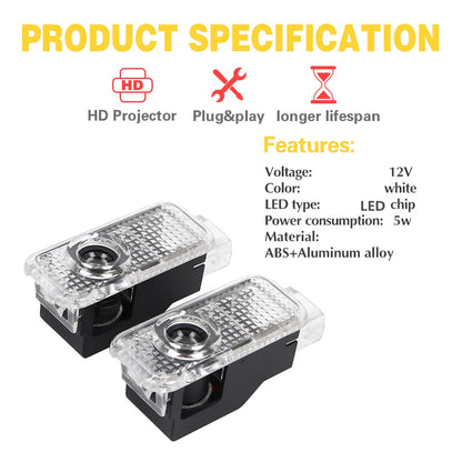 For AUDI Q3 Q5 Q7 Q8 A3 8V 8Y A5 Sportback A6 C5 C7 C8 A1 8X A4 B5 B6 B7 B8 B9 A7 A8 LED Car Door Logo Welcome Light Accessories