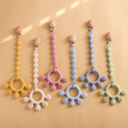 Finger Teether Silicone Pacifier Chain Baby Teether No BPA Teething Ring Gum Baby Care Equipment Silicone Baby Care Utensils