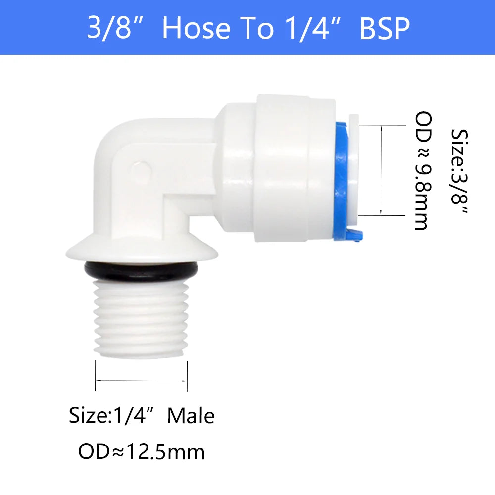 YQBS RO Aquarium Accessories Quick Connector 1/8 1/4 3/8 1/2 3/4BSP Male Thread Adapter Elbow Combination Tube