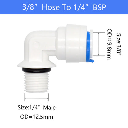 YQBS RO Aquarium Accessories Quick Connector 1/8 1/4 3/8 1/2 3/4BSP Male Thread Adapter Elbow Combination Tube