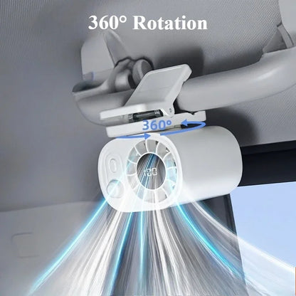 Tragbarer Auto-Clip-Lüfter 360° Drehbarer Tragbarer Mini-Ventilator Mit 100-Gang-Wind Und Clip Für Büro, Camping, Reisen Sport