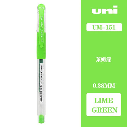 Japan Uni UM-151 Gel Pen 0.38mm Bullet Tip Writing Smooth Student Notes Special School Supplies 20 Colors Available Stationery