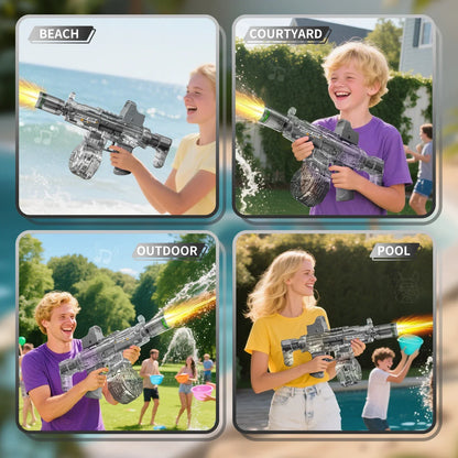 Simulated Firing and Recoil Electric Water Gun Toys Children Automatic Sensor Lights Water Pistol Summer Outdoor Beach Kids Toy