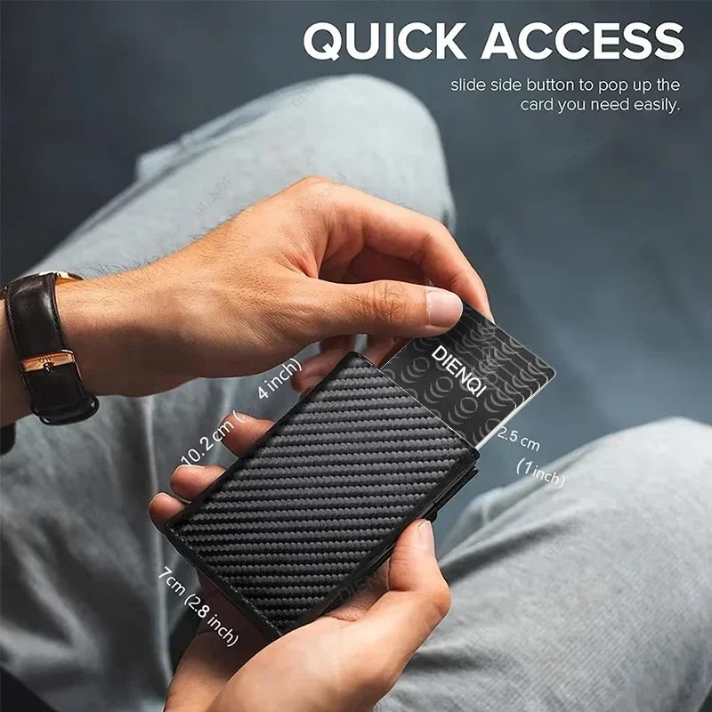 Rfid Wallet Credit Card Holder Luxury Business ID Holder Card Slim Pop Up Metal Minimalist Purse Smart Money Bags with Zipper