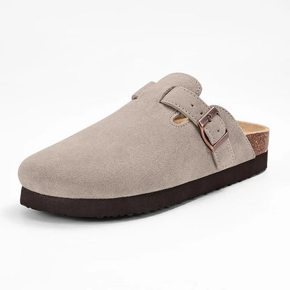 Shevalues Men's Suede Clogs Soft Leather Mules Men New Summer Men Cork Sandals Comfort Slip On Unisex Clogs With Arch Support