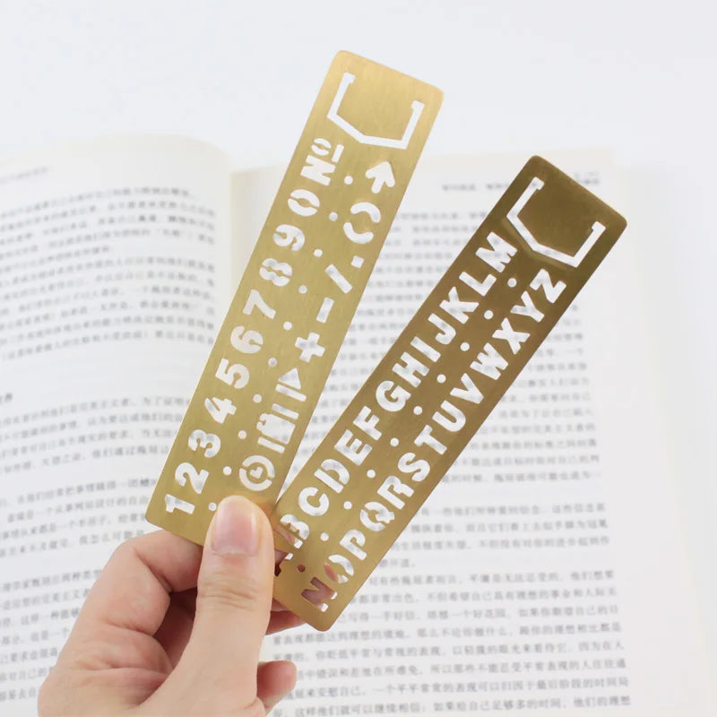 Vintage Brass Metal Multifunctional Bookmark Stencil Ruler DIY Tool Travelers Notebook Diary Planner Accessories Stationery