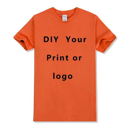 EU size 100% pure cotton custom T-shirt front and back team school uniform store logo text photo for men's personalized high-end