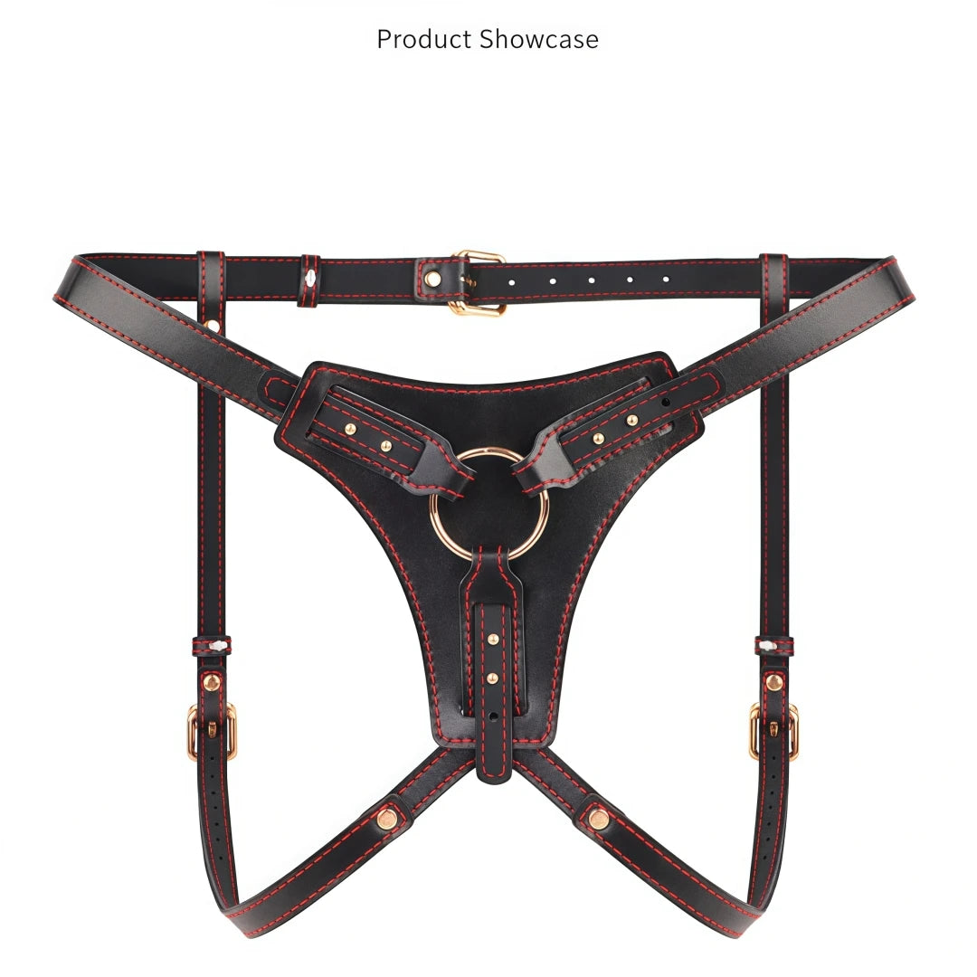Wearable Strap On Dildo Harness Pants PU Leather Adjustable Pegging Harness Belt BDSM Bondage Underwear Sex Toy for Women Men