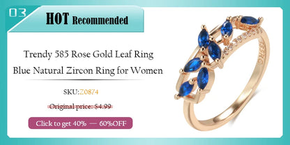 Kinel Luxury Natural Zircon 9mm Width Rings For Women 585 Rose Gold Silver Color Mix Setting Design Daily Bride Wedding Jewelry