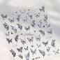 Shiny Jelly Butterfly Charming Golden Gradient Bowknot 5D Self Adhesive Nail Art Sticker Flower Petal Rhinestone Manicure Decals