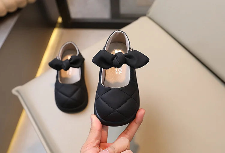 Children Leather Shoes for Girls Soft Spring Autumn New Baby Shallow Bow Solid Color Japanese Style Kids Versatile Casual Shoes