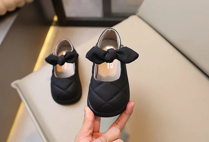 Children Leather Shoes for Girls Soft Spring Autumn New Baby Shallow Bow Solid Color Japanese Style Kids Versatile Casual Shoes