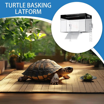 Over Tank Turtle Basking Land Anti-Slip Reptile Resting Land Animal Observation With Ramp Aquatic Terrapin Enclosure Cage