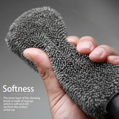SEAMETAL Microfiber Car Wheel Tire Rim Brush Auto Wheel Cleaning Tool Wash Towel with Plastic Handle Car Washing Accessories