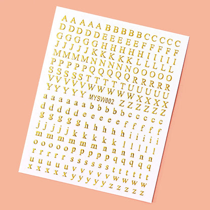 1Pcs 3D Alphabet Nail Sticker Laser Silver/Gold 26 English Letters Nail Art Decals Self Adhesive Manicure 8*10cm Letter Sticker