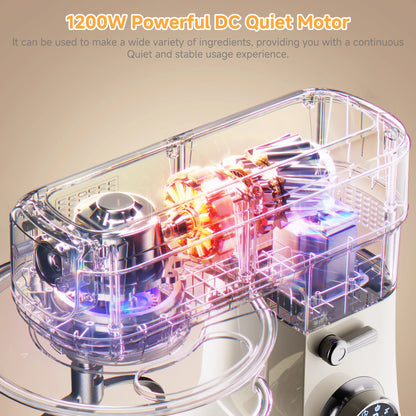 BioloMix 7L Stand Mixer for Baking 1200W DC Motor with Dough Hook Whisk Beater Meat Grinder Attachment - Food Mixer