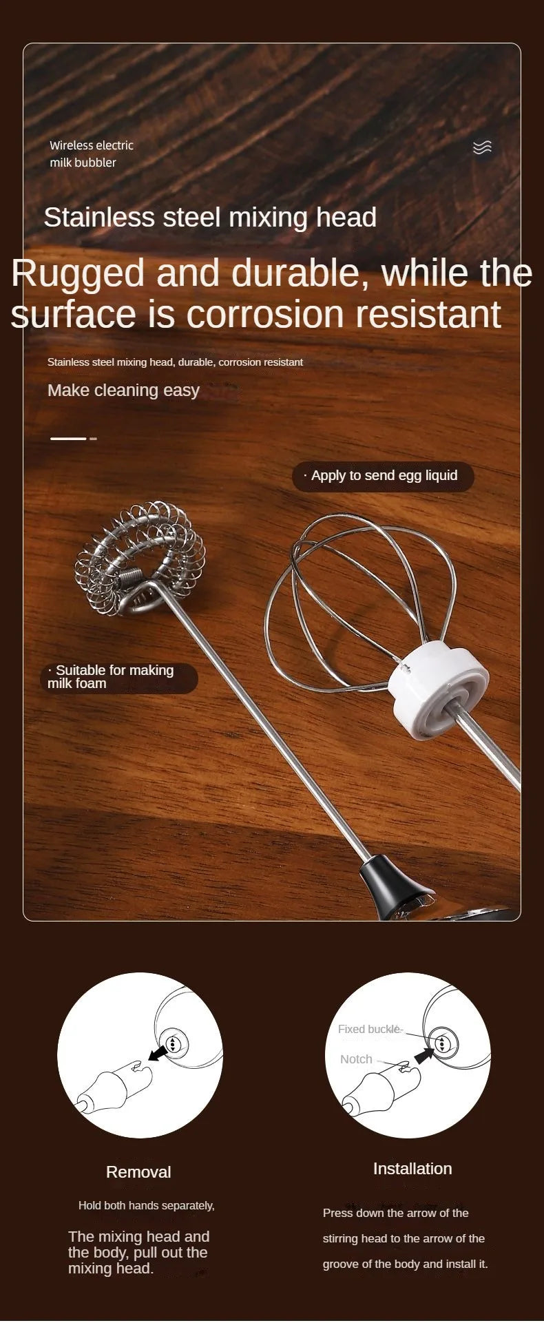USB Electric Mixer, Handheld Coffee Milk Frother, Portable 3-Speed Blender, Butter Maker, Kitchen Tool, Ingredient Mixer