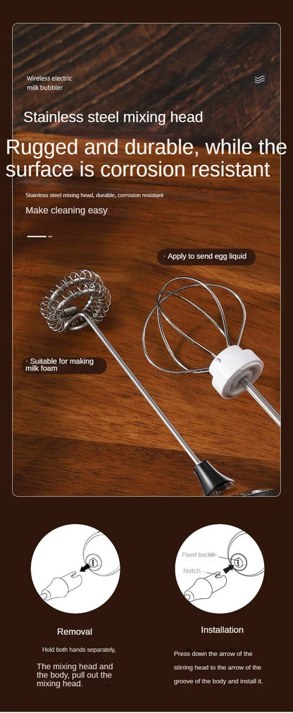 USB Electric Mixer, Handheld Coffee Milk Frother, Portable 3-Speed Blender, Butter Maker, Kitchen Tool, Ingredient Mixer