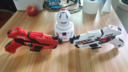 CSTAG Projector Shooting Game Guns Set New Kids Gifts Science&Imagination Toy For Boys Laser Tag Infrared Pistol Guns Game Toys