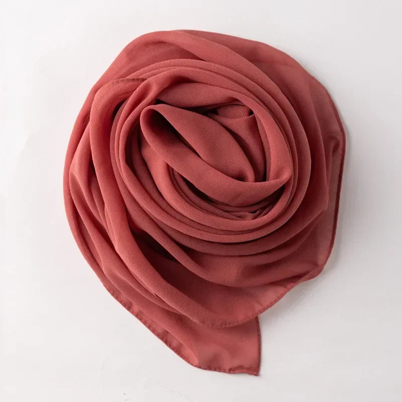90*90cm Square Chiffon Hijab Scarf Women Solid Color Muslim Soft Head Scarf Islamic Shawls and Wraps Headband Musulman Scarves