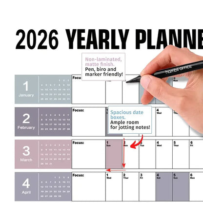 2026 Wall Calendar Planner - Full Year View Calendar 2026, Year Wall Planner 2026 with stickers and Double-Sided Round Stick