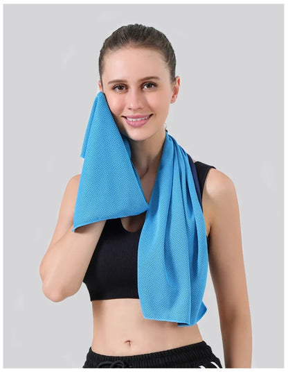1pcs summer ice silk Towel Sports Instant Cooling Ice Towel Portable Outdoor Travel Fitness Running Swim Towel Silicone Bag