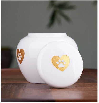 Ceramic Can urns for puppy ashes Sealed and moisture-proof pet souvenir animal funeral urn portable pet memorials and gifts