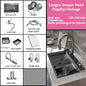 Household Waterfall Digital Display Kitchen Sink Stainless Steel Multifunction Wash Dish and Vegetables Basin Large Single Slot