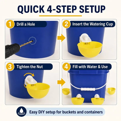 1/5PCS Automatic Poultry Waterer 10L Bucket with Drinking Cups, Chicken Duck Goose Pigeon Water Bowl Feeder Farm Coop Supplies