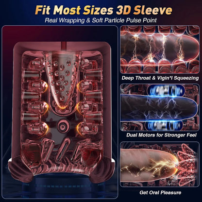 Automatic Male Masturbation Cup Thrusting Rotation Male Masturbator Sucking Licking Vacuum Penis Pump Real Pocket Pussy Sex Toys