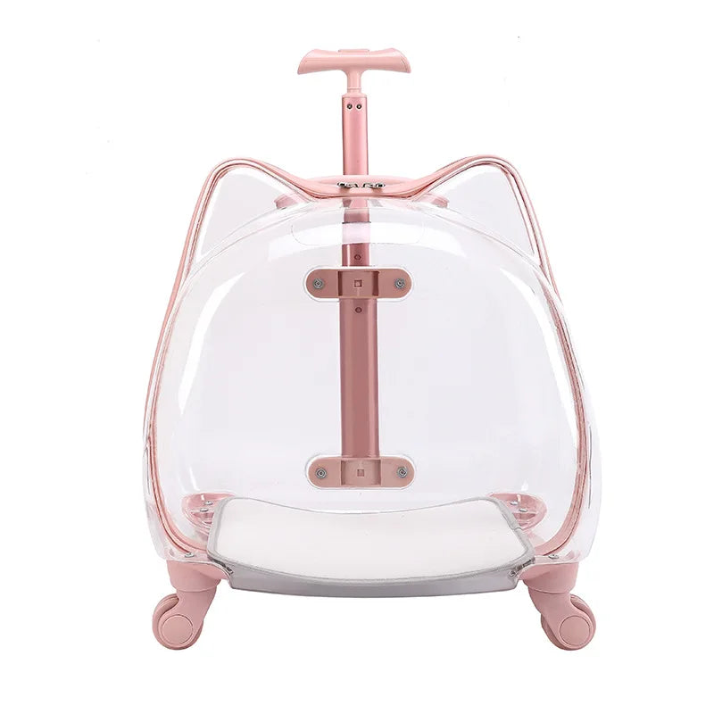 Pet Trolley Case, Fully Transparent Cat Case, Breathable Space Cabin Cat Bag, Outdoor Bag, Portable Small Dog Bag