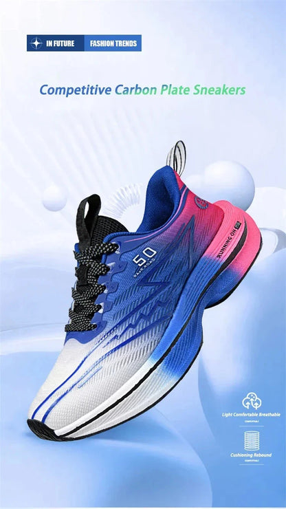 Brand Men's Carbon Plate Running Shoes Soft Cushion Shock Absorbing Sports Shoes Unisex Sneakers Light Anti-Slip Training Shoes