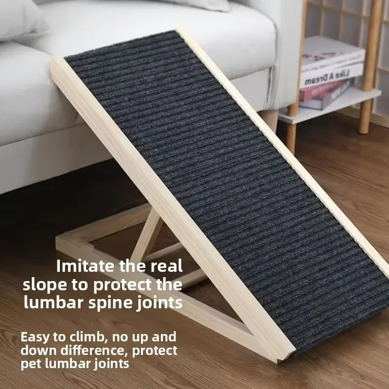 Solid Wood Dog Ramp for Bed Couch Non Slip Pet Stairs Senior Small Dogs Cat Climbing Ladder Gentle Slope Elderly Pets Indoor