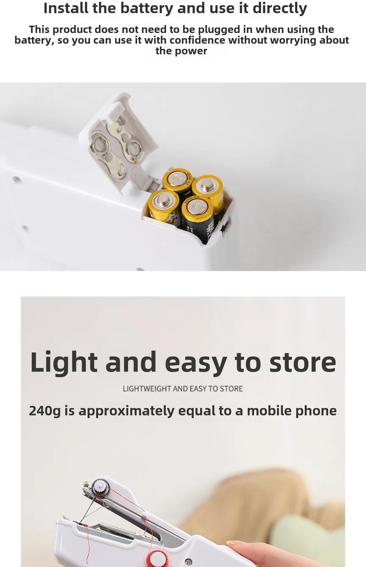Portable Handheld Electric Sewing Machine Mini Quick Stitch Home Clothes Repair DIY Fabric Sewing Tool for Clothing Crafts