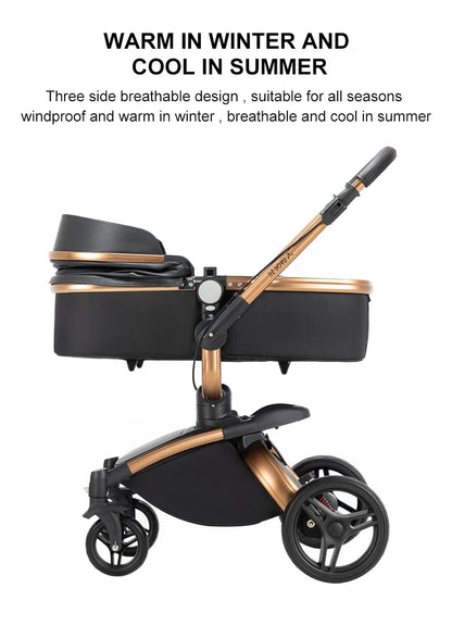 Baby pram Lightweight stroller Baby carriage PU 3in1 stroller Baby stroller 3-in-1 Baby carriage strollers for baby light carts