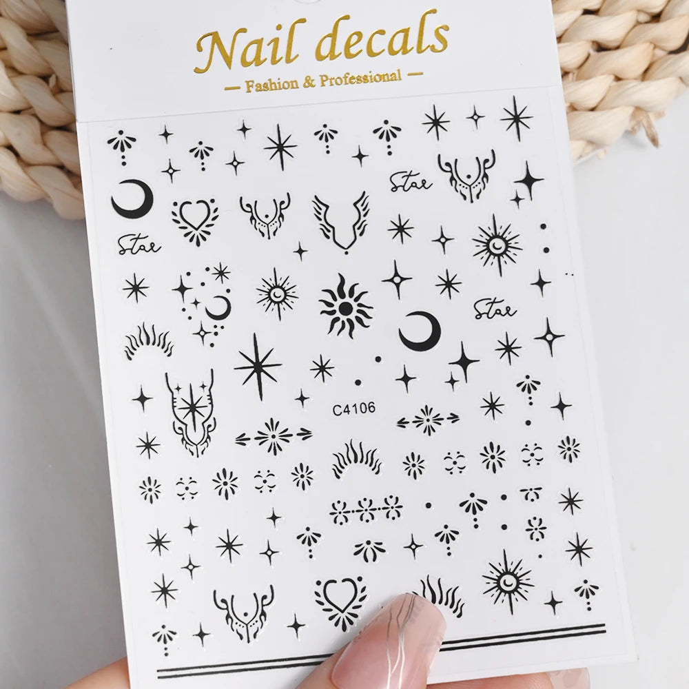 3D Metal Silver Flame Nails Stickers Gold Bronzing Stripe Lines Sliders Design Manicure French Nail Art Decoration Decal #Y2K