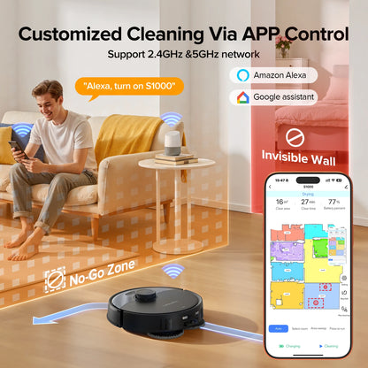 Lubluelu S1000 Robot Vacuum Mop with Self-Cleaning Station 11000Pa 75℃ Hot Water Wash Auto-Dry Carpet Boost Cleaning for Home