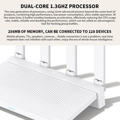 2024 NEW Original Xiaomi AX3000T Router 2.4GHz 5GHz 1.3GHz CPU 2X2 160MHz WAN LAN LED NFC Connection for Home Office Games Mi