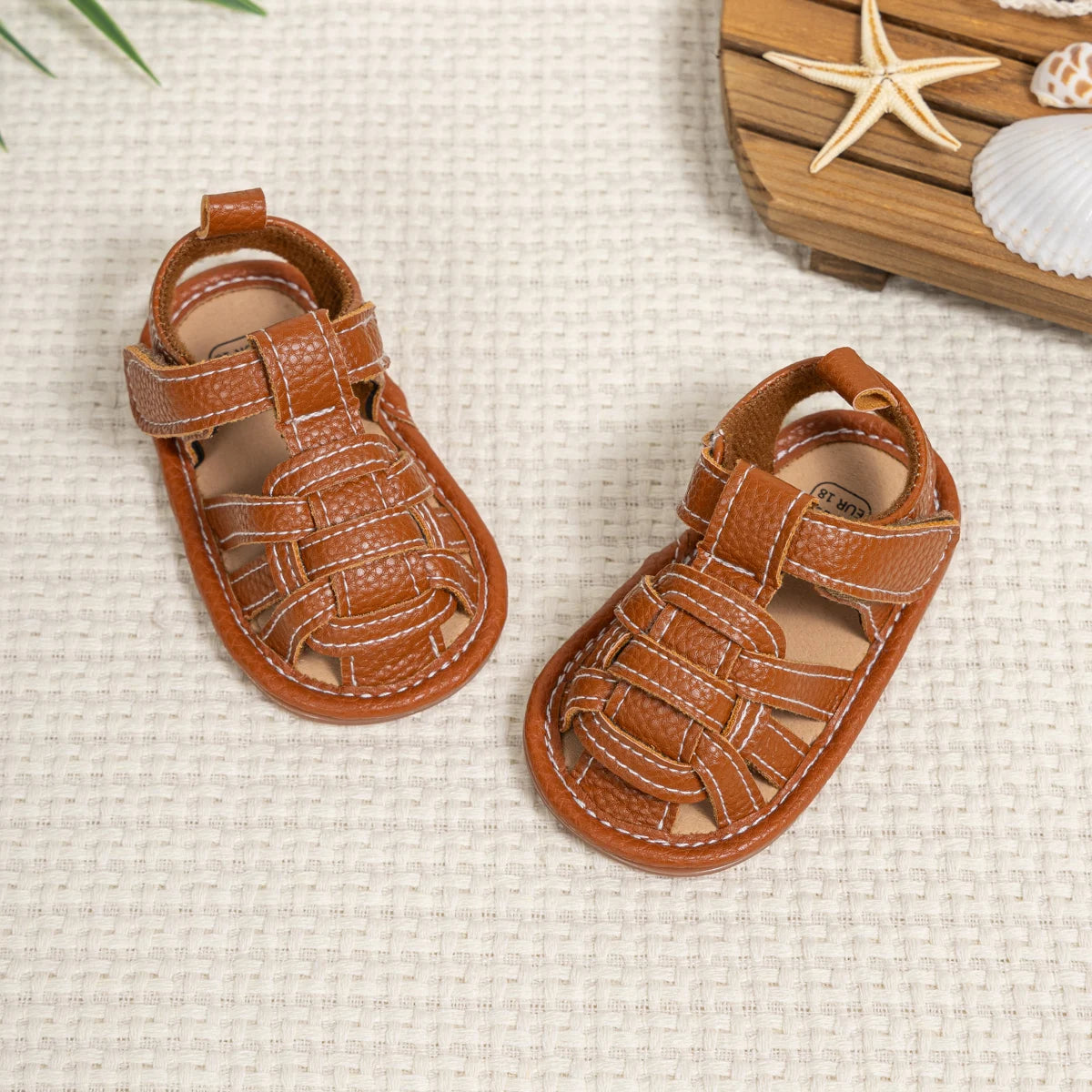 Summer Retro Unisex Baby Beach Sandals Wrap Toe Breathable Anti-slip Wear-resistance Braided Sandals Baby Toddler Shoes