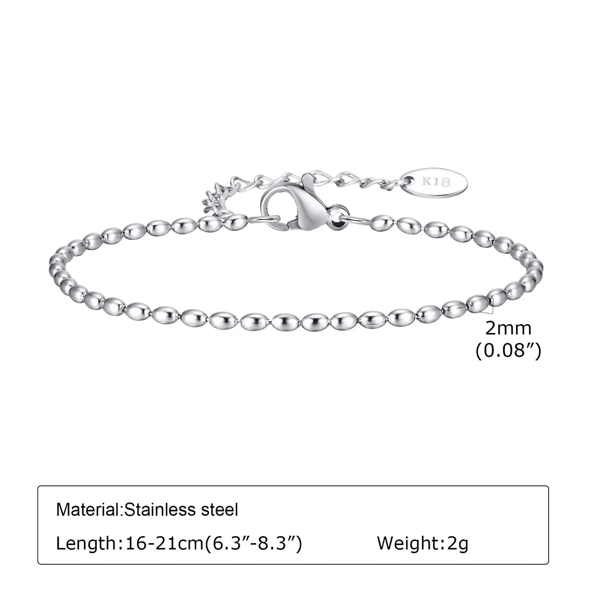 Women Chain Bracelet Silver Color, Stainless Steel Link Stackable Bracelets, Layered Waterproof Gifts