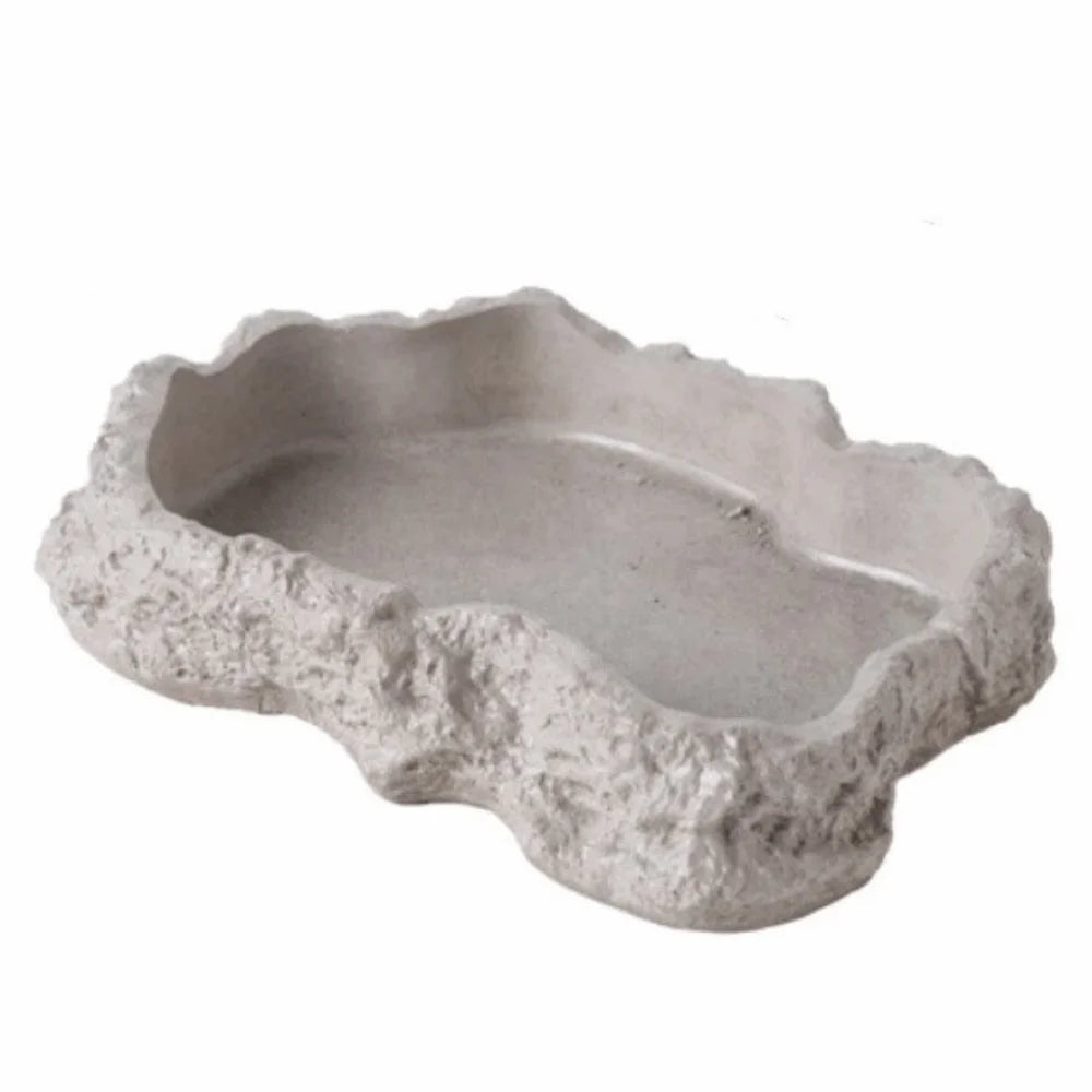 Anti-slip Climbing Pet Food Bowl Easy Clean Realistic Stone Reptile Drinking Water Feeding Tray Safe Durable Reptile Food Bowl