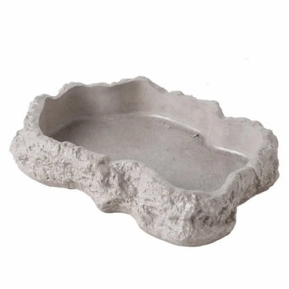 Anti-slip Climbing Pet Food Bowl Easy Clean Realistic Stone Reptile Drinking Water Feeding Tray Safe Durable Reptile Food Bowl