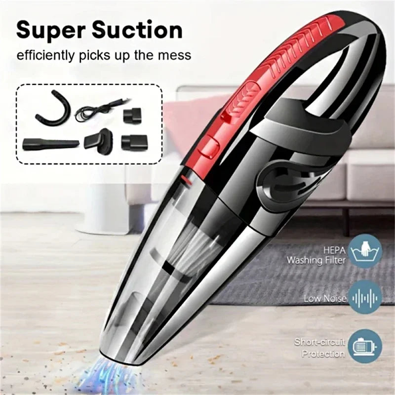 Portable Handheld Wireless Vacuum Cleaner Powerful Suction Rechargeable Cleaning Appliance Quick Charge for Car Home Pet Hair